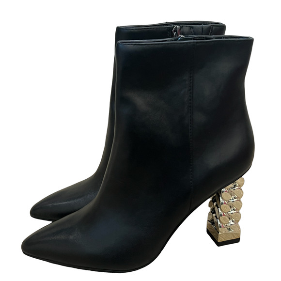 NEW WHITE HOUSE BLACK MARKET BLACK KELSEA CHAIN HIGH HEEL BOOTIES BOOTS SIZE 6 - Picture 7 of 15